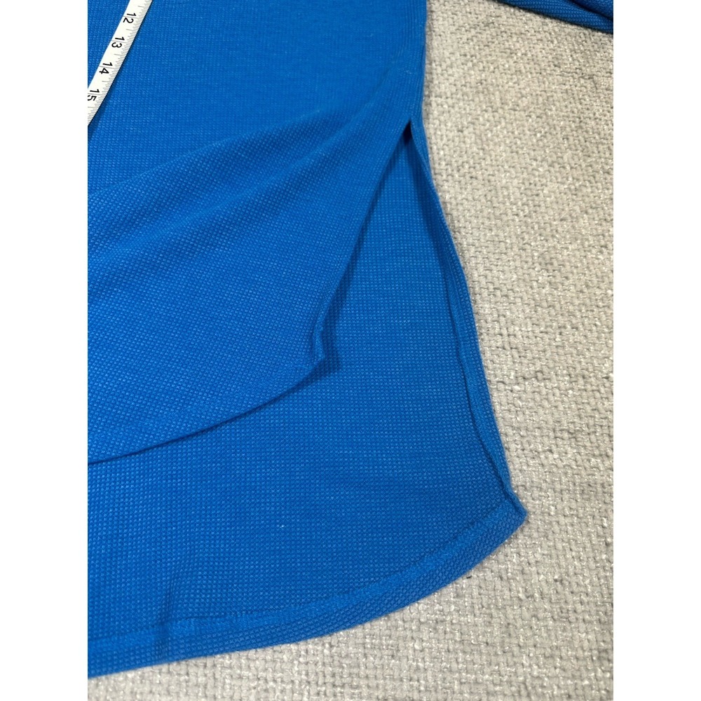 Zenana Top Womens XL Blue Thermal Waffle Knit Tunic Raglan Casual Lounge - Picture 7 of 9